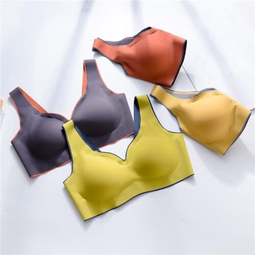 Womens Bra Thai Latex Underwear Ladies Thin No Steel Ring Ultra-Light Gathering Sports Vest Sleep Bra 6 Colors Available