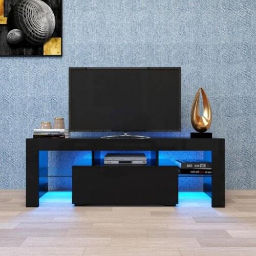 Eco-Friendly Useful LED RGB Lights TV Stand Medium Density Fiberboard Television Stand Sturdy Home Decor