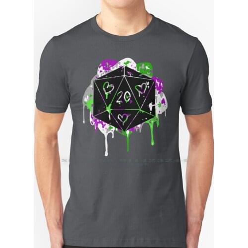 Stealth Aroace Pride Dice Print T Shirt 100% Pure Cotton Disabled Artist And 5e Dice Art Dnd Dice D D Art D D Dice D D D20 D20