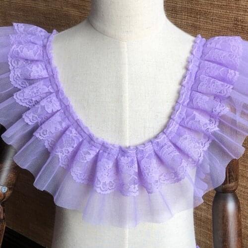 1Yards Pleated Lace Fabric DIY Sewing Trim Curtain Wide 9cm Mesh Lace Ribbon Clothes Guipure Crafts Wedding Dress dentelle VG2