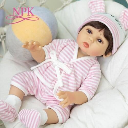 NPK 48CM reborn premie baby doll full body soft silicone baby girl soft touch collectible art doll