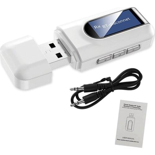 Top Deals Bluetooth 5.0 Transmitter Receiver 2 in 1 Wireless Audio 3.5 mm USB AUX Adapter