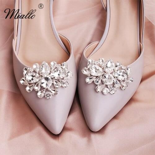 Miallo Classic Women Shoe Buckle Big Water Drop Austrian Crystal Bridal Shoe Accessories Jewelry Wedding Shoe Clips for Bride