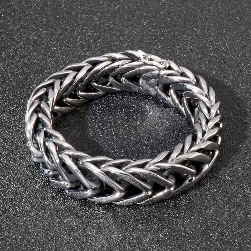 Fashion Punk Vintage Bracelets 17mm Personality Mens Polished 316L Stainless Steel Shiny Bracelet Jewelry For Man