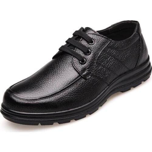 New 2021 High Quality Genuine Leather Shoes Men Flats Fashion Mens Casual Shoes Brand Man Soft Comfortable Lace up Black