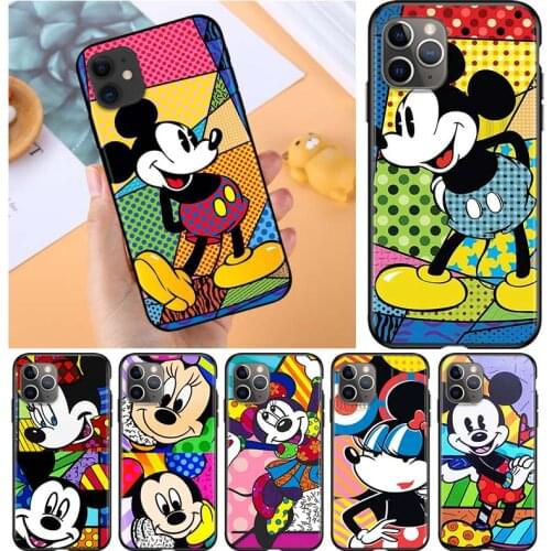 Color Disney Mickey for Apple iPhone 12 Pro Max Mini 11 Pro XS Max X XR 6S 6 7 8 Plus 5S SE2020 Soft Black Phone Case