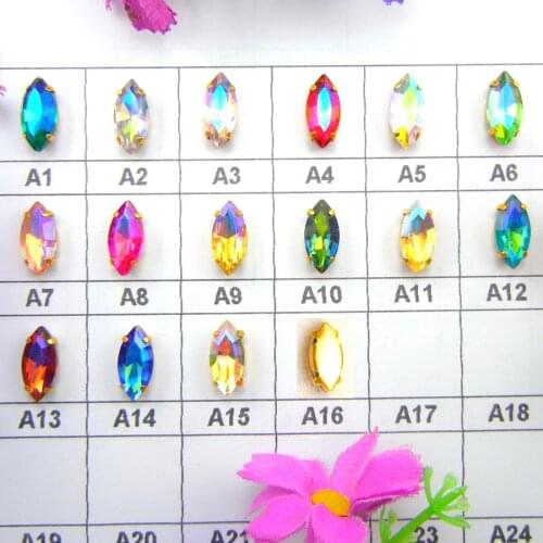 AB colors Gold claw settings 8 sizes horse eye Navette Marquise glass Crystal Sew on rhinestone beads garment accessories diy