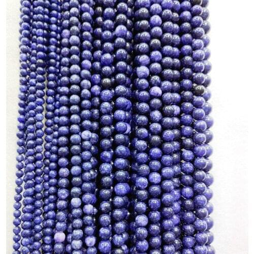 Natural stone dyed blue stone loose beads Semi-finished blue stone beads 6-12mm necklace DIY bracelet accessories 39cm