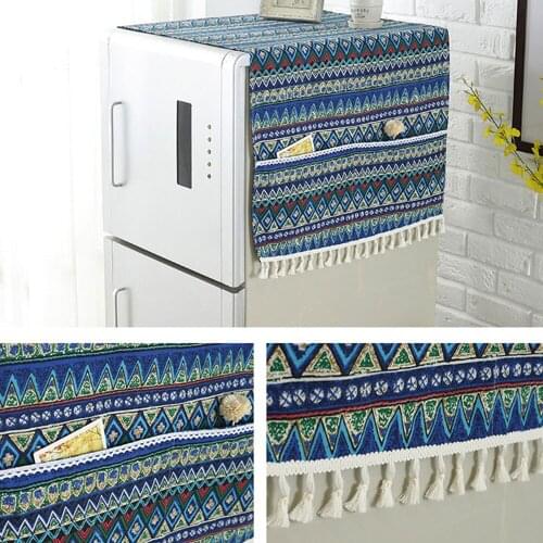 Cotton And Linen Refrigerator Dust Proof Cover Refrigerator Cloth Storage Pocket Multipurpose Home Textile Washing Machine Cover