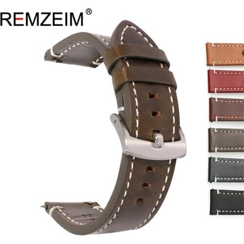 Vintage Oil Wax Leather Watchband Strap 20mm 22mm Quick Release Watch Strap Belt Cowhide Handmade Black Dark Brown Green
