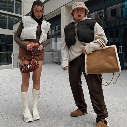 Cropped Vests For Women Winter Coat Warm Vest Down Jacket Female Sleeveless Parkas Short Waistcoat Ladies Down Coat Gilet Femme