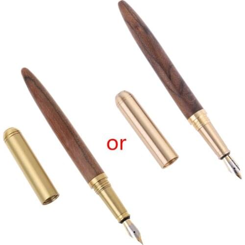 High quality Vintage Luxury Wooden Copper Fountain Signature Pen Fine Nib 0.7mm Writing Tool For Travel Office Business