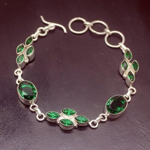 Gemstonefactory Jewelry Big Promotion Single Unique 925 Silver Green Topaz Peridot Lady Women Charm Bracelet 18-22cm 20210044