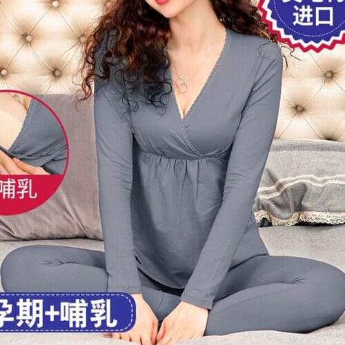 Women Pajamas Spring And Autumn Maternity Clothes Pure Cotton Confinement Home Service Suit Nursing Pajamas Thin Section
