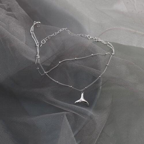 925 Sterling Silver Double Layer Mermaid Tail Anklet For Women Girls Summer Party 2021 Jewelry sl356