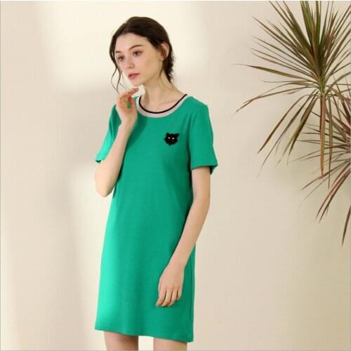 2021 Womens New Summer Green Pink Red Color Dress Loose Thin Midi Skirt Long Skirts Short-sleeved Round Neck Long T Dresses