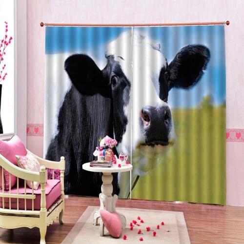 Animal Cow Curtain Natural Scenery Digital Print For Living room bedroom Blackout Drapes Indoor Decor Sets 2 Panels With Hooks