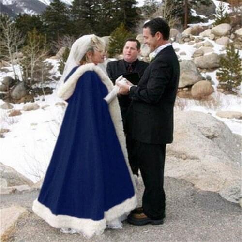 Winter Bridal Shawls Jackets Cape Faux Fur Christmas Cloaks Hooded Perfect Wedding Wraps Satin Wedding Shawl cloak