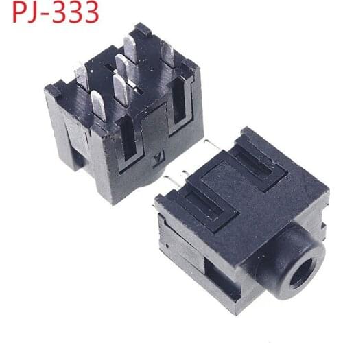 1000pcs Phone Jack 3.5mm 6 pin stereo audio socket for 3 poles earphone plug through hole DC30V 0.5A