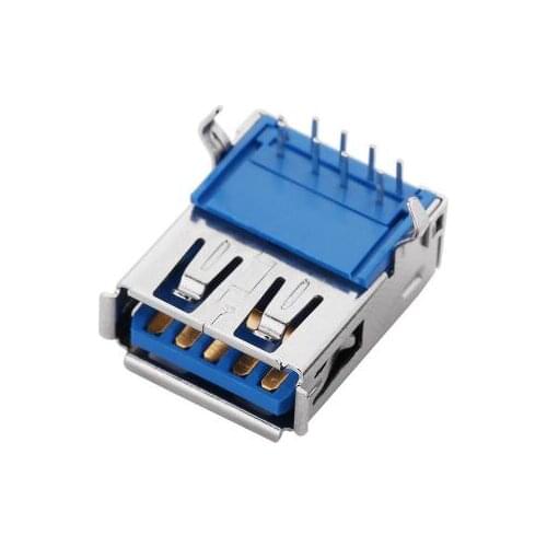 5pcs/lot USB 3.0 Female Type-A 9 Pin Socket Connector 90-degrees Horizontal female