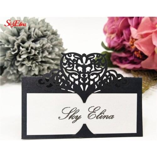 50Pcs laser cut dining table table business card seat card wedding party decoration favor pearl paper card wedding supplies 5Z