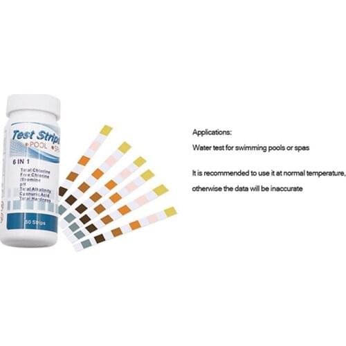6 In1 Acid Water Hardness Swimming Pool Spa Chlorine Test Strips, Multi-function Alkalinity PH Cyanuric Bromine Test Paper Strip