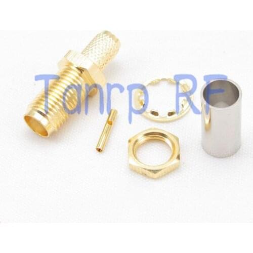 Free shipping! 10PCS SMA female pin jack cable RF connector adapter crimp for RG58 RG400 RG142 LMR195 whole