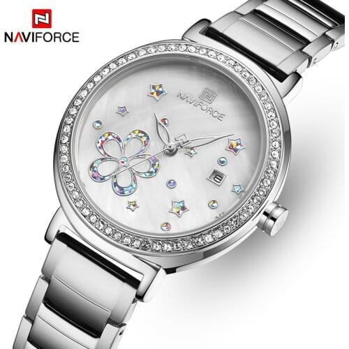 NAVIFORCE New Creative Women Watches Luxury Quartz Ladies Watch Relogio Feminino Mesh Band Waterproof Wristwatches Reloj Mujer