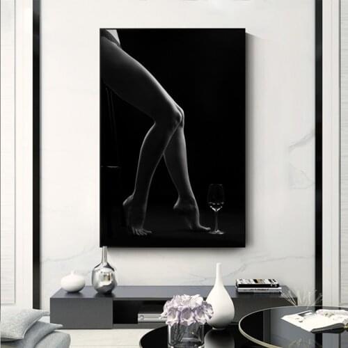 Black Sexy Nude Women Figure Canvas Painting Posters and Prints Modern Wall Art Pictures Cuadros for Living Room Decor