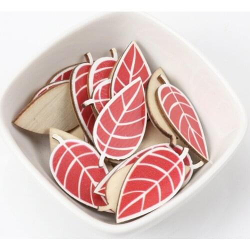 Mixed Leaf Pattern Wooden Scrapbooking Art Collection Craft for Handmade Accessory Sewing Home Decoration 17x35mm 20pcs