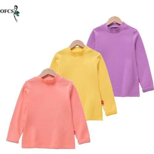 Children Full T-shirt Girl Cotton Bottoming Shirt Spring & Autumn Fashion O-Neck Soft Pullover knitwear Kids Solid Clothes Tops