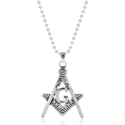 Dongsheng Women Men Jewelry Freemason Masonic Necklaces Charm Bling Compass Masson G Hip Hop Believer Accessories Gift for Fans