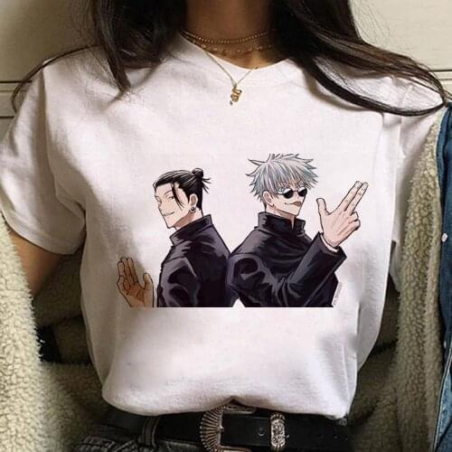 Jujutsu Kaisen Graphic Print T-shirt Women Harajuku Aesthetic White Top Anime Tshirt 2021 New Summer Fashion Y2k Female T Shirt