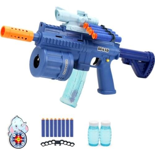 C5AA 3-in-1 Toy Guns Bubble Maker Toy Realistic Foam Blaster Battle Game Air Powered w/t Soft EVA Bullet Summer Gift for Boys