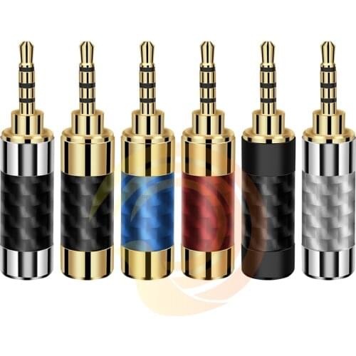 QUEYINFANG Carbon Fiber 2.5mm Wire Connector 4-Pole Audio Plug Gold-plated 2.5mm Male Plug Audio Adapter OD=6mm