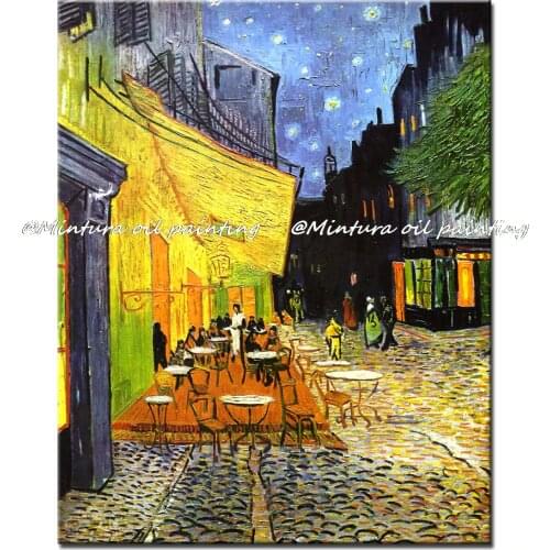 Hand Painted Vincent Van Gogh Cafe Terrace At Night Famous Oil Paintings On Canvas For Living Room Home Decoration Wall Pictures