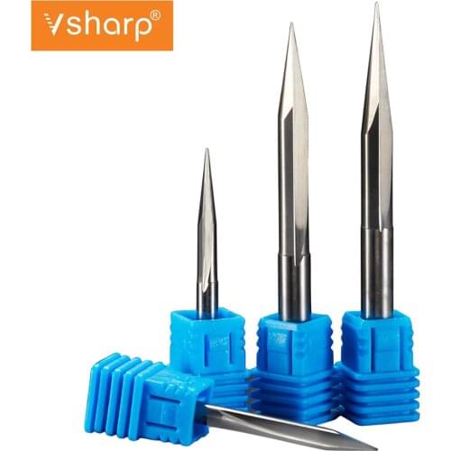 Vsharp 2 Flutes V Tip End Mill 6mm Shank Double Blade Straight Groove CNC Engraving Bit Sharp Carving Tool For Woodworking