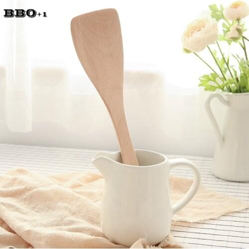 Kitchen Cooking Utensils Beech Wood Turner Japanese Cook Tool set Wooden Shovel Heat Resistant Handle Pot Scoop 33cm