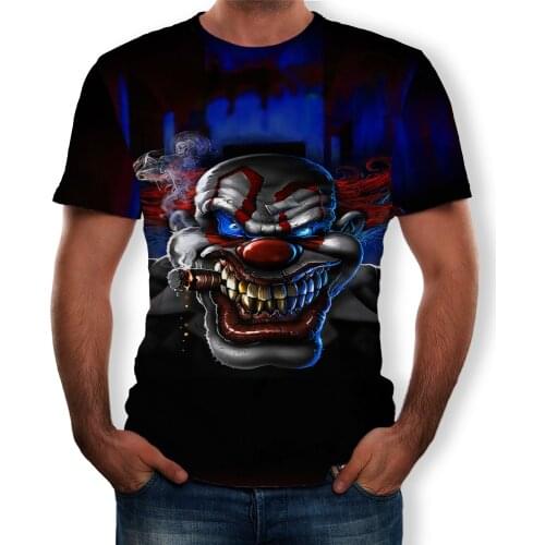 Summer fashion new mens horror photo lion head 3D printing pattern casual cool short-sleeved clothing