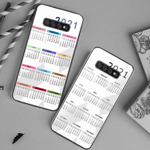 Fashion 2021 Calendar Phone Case Tempered Glass For Samsung S20 Plus S7 S8 S9 S10 Plus Note 8 9 10 Plus