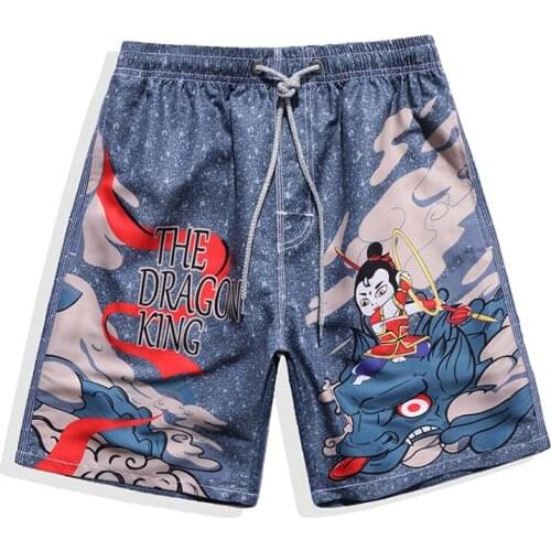 Men Beach Shorts 2021 New Arrival Summer Thin Male Board Shorts Teenage Boy Chinese Style Quick Drying Cartoon Nezha S34