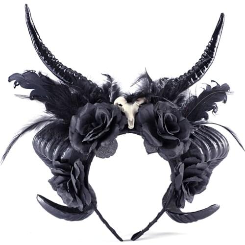 Gothic Retro Horn Hairband Girls Fashion Hair Band Halloween Party Headband Hair Hoop Christmas horns Cosplay Head Dress