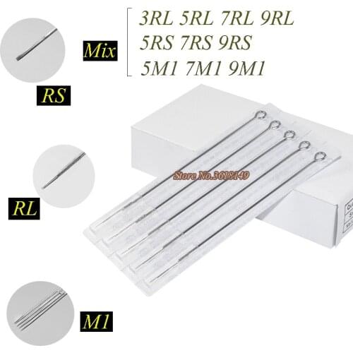 Disposable Tattoo Needles Sterilized Mix Needles 10 Size 3RL 5RL 7RL 9RL 5RS 7RS 9RS 5M1 7M1 9M1 Tattoo Machine Gun Grip Tip