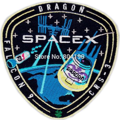 CRS-3 AUTHENTIC SPACEX Mission DRAGON FALCON 9 ISS CARGO RESUPPLY Embroidered Iron On Sew On Patch