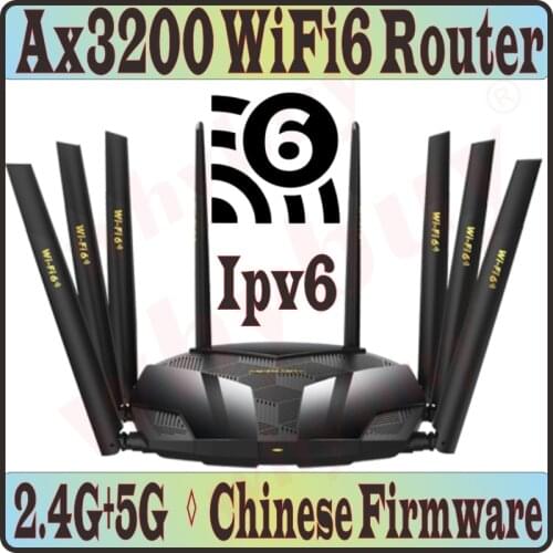 Chin-Firmware,Wi-Fi6 802.11AX, 8 Antennas WiFi6 AX3200 Wireless Router 2.4GHz 800M 5GHz 2402Mbps, 4 Gigabit ports, Ipv6, Wi-Fi 6
