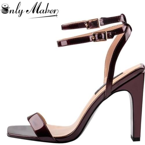 Onlymaker Double Ankle Strap Square Head Women Sandals Summer Shoes Open Toe High Heels Mules Big Size for Men Women US15