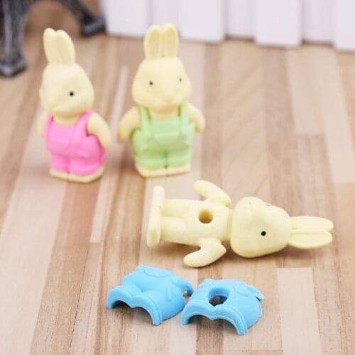 Cute Rabbit Eraser School Supplies Creative Pencil Stationery Children Kids Gift M5TE