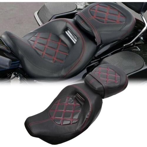 Motorcycle Black Two-Up Front Rear Driver Passenger Seat For Harley Touring CVO Street Glide Road King Special Classic 2009-2020