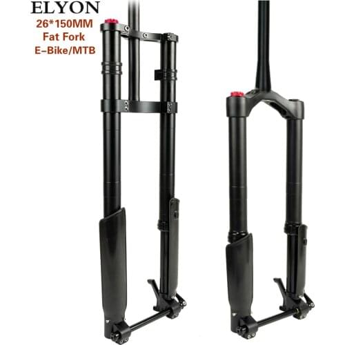 ELYON Fat Bike Fork 26*5.0 Inch Snow Bike Downhill Mountain Air Suspension Fork Suspension 15x150mm For E-bike MTB Bicycle Fork