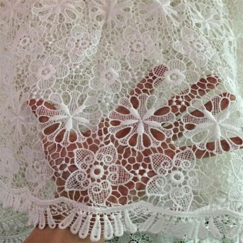 2Yards High Quality African Chemical Lace Fabric Water Soluble White Nigerian Guipure Wedding Dress African Lace Fabric